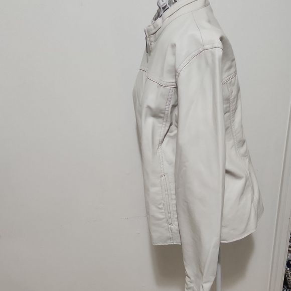 Faux Leather Cream Jacket - Picture 6 of 13